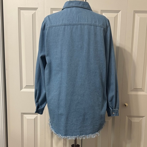 Blue Denim Button-Up Shirt Jacket - Picture 4 of 10